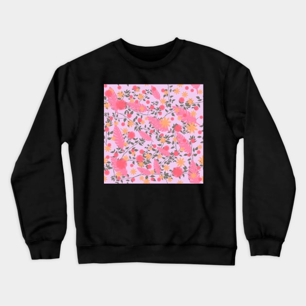 pink floral Crewneck Sweatshirt by Random Prints